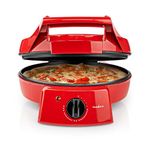 Nedis Pizza, Dosa, Pancake, Roti Maker | 30 cm | 230°C Adjustable temperature control | 1800 W | Non-Stick Coating Toaster, Griller, Tandoor, Barbecue | ABS Aluminium | Red