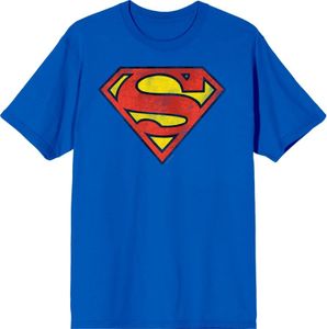 Superman Logo Men's Blue Crew Neck Short Sleeve Tee-Large