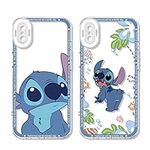 Omyzo [2 pieces Case Compatible with iPhone X XS 5,8",Cute Anime Stitch Cartoon Character Design Pattern for Kids Women Boys Girls Soft TPU Silicone Shockproof Clear Protective Phone Cover