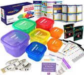 7 Piece Portion Control Containers Kit (GUIDE + FREE 21 DAY PDF PLANNER) by smartYOU - Leak proof, Perfect Size, Color-coded by smartYOU Products