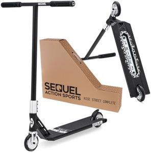 SEQUEL ACTION SPORTS Stunt Scooter, Aluminum Frame, 110mm Wheels, 220 lbs Weight Capacity, Ages 8+ (Black/Silver - Street)