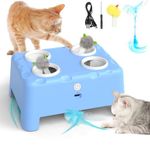 PUHOHUN Cat Toys for Indoor Cats - Rechargeable Silent Automatic Feather Mice Interactive Cat Toy| Hide and Seek Mouse Catching Game