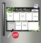 Farmhouse Magnetic Weekly Calendar For Fridge Whiteboard - Weekly Dry Erase Board For Fridge, Magnetic Weekly Planner For Fridge, Magnetic Whiteboard For Fridge, Schedule Board, White Board For Fridge