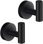 MARMOLUX ACC - Towel Hook Black Bathroom Single Coat Hooks Bath Kitchen Small Hand Towel Holder Hat Door Hanger Rack Home Storage Stainless Steel Bathroom Hardware Set Wall Mount Matte Black (2 Pack)