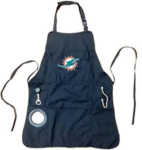 Team Sports America NFL Miami Dolphins Ultimate Grilling Apron | Bottle Opener and Insulated Beverage Holder | Heavy Duty Durable Cotton Canvas 300 GSM | Machine Washable | Adjustable Straps