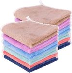 ViEinkaufen 12 Pcs Flannel Face Cloths With Hanging Loop Soft Face Flannels Baby Flannels Quick Dry Reusable Face Body Cloths Squares Wash Cloths For Baby Kids Adults(30x30cm)