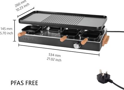 BOSKA Raclette Grill Set – 8-Person Tabletop Cheese Melter