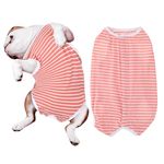 WLLHYF After Surgery Dog Recovery Onesie Comfortable Puppy Post Neuter Surgery Shirt Cone Alternative Wound Protective Body Suit Clothes for Large Small Dogs (Pink White Stripe) (Small)