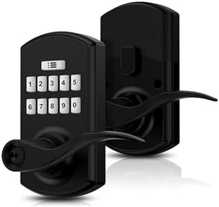 Keypad Door Lock with Handle, Electronic Keyless Entry Door Lock with Code, Smart Locks for Front Door, Easy Passage Mode, Auto Lock, Matte Black