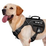 OneTigris Tactical Dog Harness Medium COMET’S TAIL Breathable Cooling Mesh Vest With Light Reflective Strips,Easy Control Handle Leash Ring & MOLLE Patch Panels Dog Vest Harness for Summer (Black, L)