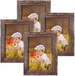 Q.Hou 7x5 Picture Frame Wood Pattern Rustic Brown Photo Frames Packs 6 with High Definition Glass for Tabletop or Wall Decor (AU-QH-PF5X7-BR)