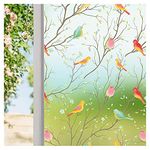 Coavas Privacy Window Film Non-Adhesive Translucent Bird Window Film Decorative Glass Film Static Cling Film Bird Window Stickers for Home Office 17.5 x 78.7 Inch, Translucent