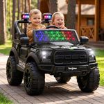 BAYBEE Bronco Battery Operated Jeep For Kids,Ride On Toy Kid Car With RGB Windshield Light & Music,Electric Jeep Battery Car,Baby Big Cars For Kids To Drive 3 To 8 Years(Bronco Police Edition),Black