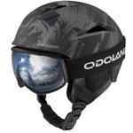 Odoland Ski Helmet,Snowboard Helmet with Ski Goggles for Skiing,Shockproof Windproof Safety Snow Sports Helmet and Protective Goggles for Men Women and Youth,Rock Black,L