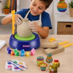 Storio Kids Art & Craft Pottery Wheel Kit|DIY Battery Operated Pottery Making & Painting Set|Modeling Clay,Sculpting Tools & Paints|Creative Kit for Boys & Girls Age 5+|Indoor Outdoor Toy (Multi)