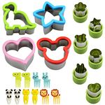 WakiHong 20 PCS Mini Stainless Steel Vegetable Shape Fruit Cutters with Fruit Forks for Food Cutters Bento Lunch Kids Party Supplies