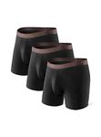 DAVID ARCHY Men's Boxer Briefs Bamboo Rayon with 3D Pouch Ultra Soft and Breathable Fitted Underwear 3 Pack , Black , M