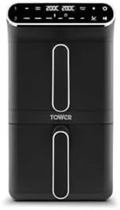 Tower T17190 Vortx XL Dual Stack Air Fryer with Digital Control Panel, Space Saving Design, 6 Preset Cooking Modes, Match Cook & Smart Finish Functions, Dual Baskets, 2460W, 11L, Black