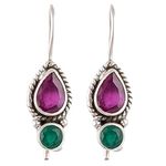 Handicraft Fashion Point 92.5 Sterling Silver Ruby Emerald Earring For Girls And Women