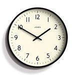 Jones Clocks® Vibrant Round Wall Clock in Acrylic the 'Studio' in Black, 30 x 30 x 4cm