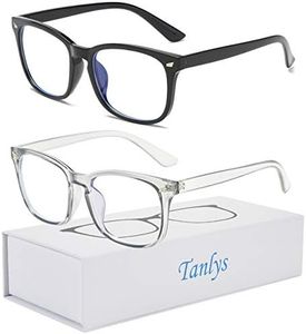 Tanlys 2 Pack Blue Light Blocking Glasses for Computer Eye Strain [Dry Eye & Sour Eye], Anti UV Reduce Headache Stylish 2020 Bluelight Blocker Glasses Men Women (Black Clear)