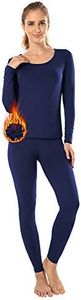 MANCYFIT Thermal Underwear for Women Long Johns Set Fleece Lined Ultra Soft Scoop Neck Navy XXX-Large