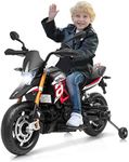 Costzon 12V Kids Motorcycle, Licensed Aprilia Electric Motorcycle Ride On Toy w/Training Wheels, Spring Suspension, LED Lights, Sounds & Music, MP3, Battery Powered Dirt Bike for Boys & Girls, Red