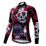 Cycling Jersey Women Mountain Bike Jersey Shirts Long Sleeve Road Bicycle Clothing MTB Tops Outdoor Sports Wear Skull Size L