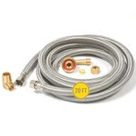 Hippohose 20 FT Stainless Steel Dishwasher Water Hose Kit - Universal Fit, Braided SS, 3/8'' Connections, 5-Year Warranty