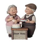 Homanda Resin Sweet Times Elderly Couples Anniversary Wedding Cake Topper Figurines