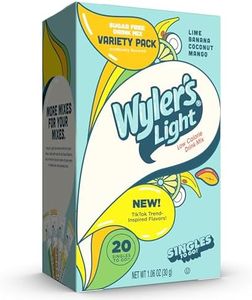 Wyler's Light Singles to Go Powder Packets, Water Drink Mix, Variety Pack, Lime, Banana, Coconut, Mango, Watertok Base Flavors, Sugar & Caffeine Free, On-The-Go, 20 Count (Pack - 1)