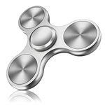 Aolcev Fidget Spinner Fidget Toy Hand Spinner for Kids Adults Stainless Steel Metal 4-10 Minutes Fast Bearing Spins Hand Spinner Tri Finger Gyro Toy ADHD EDC Anxiety Stress Relief Fidget Toy-Silver