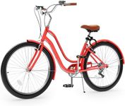 YITAHOME 24 & 26 Inch Beach Cruiser Bike, 7 Speed & Single Speed Commute Bike, Step-Through Bicycle for Adult Women & Men, Steel Frame Cruiser Bike with Full Front & Rear Fenders