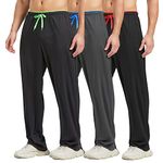 E-SURPA Men's Athletic Pant with Pockets Open Bottom Sweatpants for Men Workout, Exercise, Running (Set 1: 3 Pack XL)