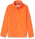 Amazon Essentials Boys' Polar Fleece Full-Zip Mock Jacket, Orange, Large