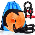 Heavy Duty Tow Straps Recovery Kit 2" x 16ft, 11,023 lbs Break Strength, Triple Reinforced Loop, Protective Sleeves, Tow Strap Heavy Duty with 3/4" D-Ring Shackles for Truck, Jeep, SUV, ATV