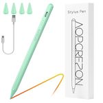 AOPCREZON Stylus Pen for iPad,Palm Rejection Tilt Sensitivity Fast Charging Pencil Work for 2018 Or Later iPad 10/9/8/7/6th Gen,Pro 12.9&11",Air 5th/4th/3rd Gen,4 Replacement Nibs (Green)