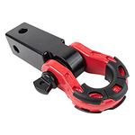 GearAmerica Aluminum 2”x2” Hitch Receiver & Mega Shackle – 32,000 lbs (16T) MBS, 16,000 lbs (8T) WLL – for Heavy Duty Towing and Off-Road Recovery – Includes Shackle, Washers & ⅝” Pin – Black & Red