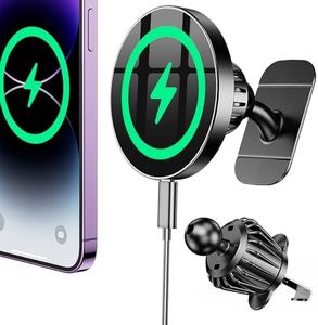 Coolpow for Magsafe Car Mount Charger【100% Stable】 15W Magsafe Car Charger Magnetic Phone Holders for Your Car Accessories for Women Men Car Phone Holder Wireless Car Charger for iPhone 16 Pro Max 15
