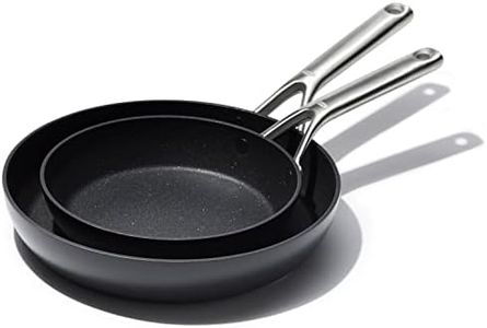 OXO Professional 8" and 10" Frying Pan Skillet Set, Hard Anodized Ceramic Nonstick Cookware PFAS-Free, Stainless Steel, Induction Suitable, Diamond Reinforced Coating, Dishwasher and Oven Safe, Black