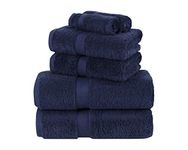 La Maison 100% Egyptian Cotton 600GSM Superior Towel Bale Set Hand Towel Bath Towel 6 Piece Super Soft Everyday Use (Navy Blue)