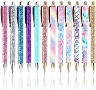 Stylos à Bille Brillants,12 PCS Stylo Rétractable en Métal,Stylos à Bille Rétractables à Encre,Stylo à Bille Paillettes pour Anniversaire Mariage Noël École Fournitures de Bureau,1,0 mm, Encre Noire