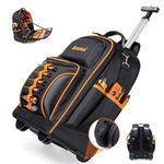 2-In-1Rolling Tool Backpack Heavy Duty, Rolling Tool Bag with Wheels, 63-Pocket Tool Bag Backpack for Men, Waterproof Rolling Tool Backpack for Hvac Electrician Construction Mechanic