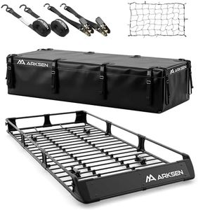 ARKSEN 2-in-1 Foldable Fairing Roof Rack Cargo Basket with Waterproof Bag, Net & Straps