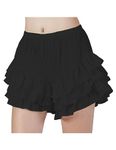 BEAUTELICATE Women's Pumpkin Bloomers 100% Cotton Victorian Ruffle Shorts Lace Tiered Panties Maid Pettipants Steampunk Pantaloons Black, L