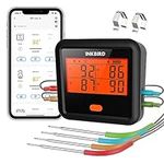 INKBIRD Bluetooth Meat Thermometer with 4 Probes,Wireless Cooking Thermometer with Stepless Dimming LCD Screen, 29 Preset Menus,Temperature Graph, Alarm,Timer for BBQ,Grilling,Smoker,Oven, Kitchen