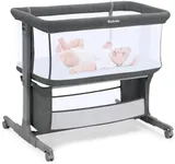 Ezebaby Bedside Bassinet for Baby, Portable Baby Bassinet Bedside Sleeper for Newborn Infants with Wheels Storage Basket, Adjustable 7 Heights and All Mesh Sides