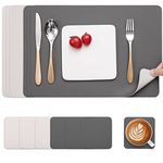 Myir JUN Placemats and Coasters, Placemats Set of 6 Faux Leather Placemats and Coasters Dual Sided Table Mats Stain Resistant Placemats for Dining Table