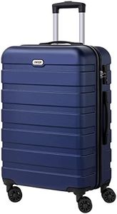AnyZip Luggage PC ABS Hardside Lightweight Suitcase with 4 Universal Wheels TSA Lock Checked-Medium 24 Inch DarkBlue