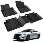 LASFIT Floor Mats for Toyota Camry 2018-2024 (FWD Only), Anti-Roll Edge Custom Fit TPE Floor Liners, Non-Slip Odorless All Weather Floor Mats, Black 1st & 2nd Row Toyota Camry Accessories